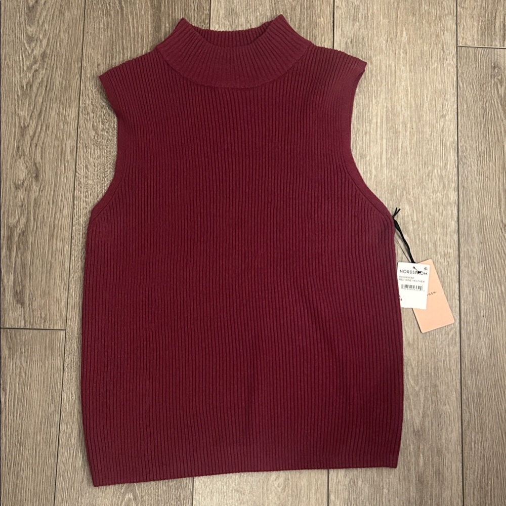 Halogen Burgundy Ribbed Tank Top